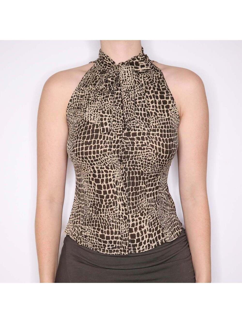 Y2K BCBG MAXAZRIA Silk Giraffe Print Blouse (S)